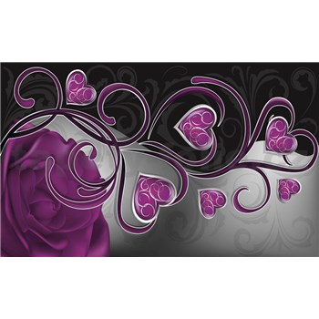 Fototapety fialová ruža so srdiečkami, rozmer 368 cm x 254 cm