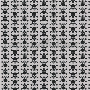 Samolepiace tapety lebky čierno-sivé 45 cm x 15 m