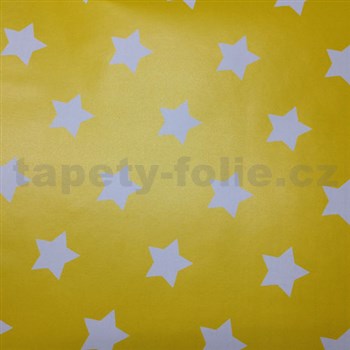 Samolepiace tapety hviezdičky žltý podklad 45 cm x 2 m (cena za kus)
