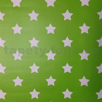 Samolepiace tapety hviezdičky zelený podklad 45 cm x 15 m