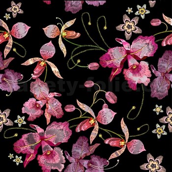 Samolepiace tapety orchidea ružovo-čierno-zlatá- 45 cm x 5 m