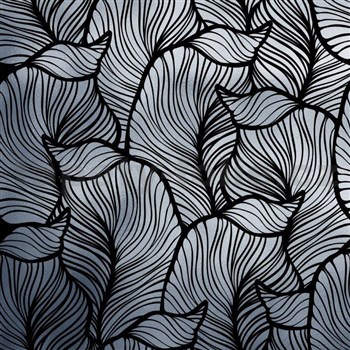 Samolepiace tapety metalické listy listy strieborno-čierne - 45 cm x 5 m