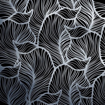 Samolepiace tapety metalické listy čierno-strieborné - 45 cm x 5 m
