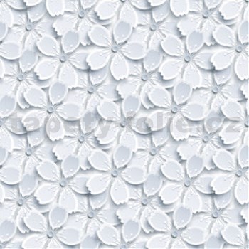 Samolepiace tapety biele kvety na sivom podklade - 45 cm x 15 m