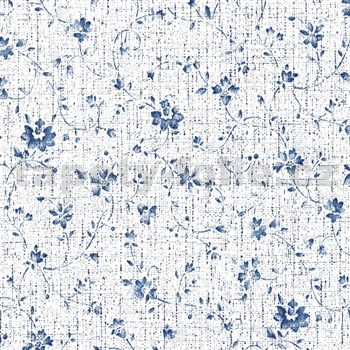 Samolepiace tapety Vintage kvetinky modré - 45 cm x 15 m