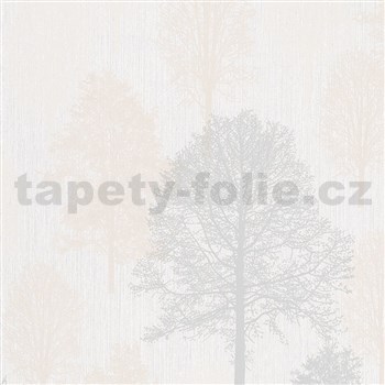 Vliesové tapety na stenu IMPOL Giulia stromy sivo-béžové na bielom podklade