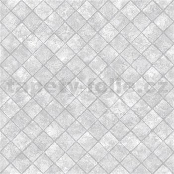 Vliesové tapety na stenu Hexagone štvorce sivé s lesklým efektom