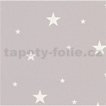 Vliesové tapety na stenu Il Decoro hviezdičky strieborné na tmavo ružovom podklade