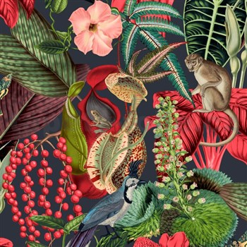 Vliesové tapety na stenu IMPOL Jungle Fever - fauna a flóra ružovo-zelená