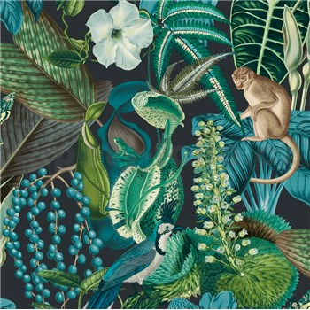 Vliesové tapety na stenu IMPOL Jungle Fever - fauna a flóra zeleno-tyrkysová