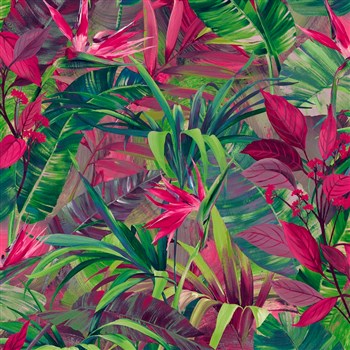 Vliesové tapety na stenu IMPOL Jungle Fever - listy ružovo-zelené