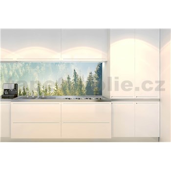 Samolepiace tapety za kuchynskú linku hmla nad lesom rozmer 350 cm x 60 cm