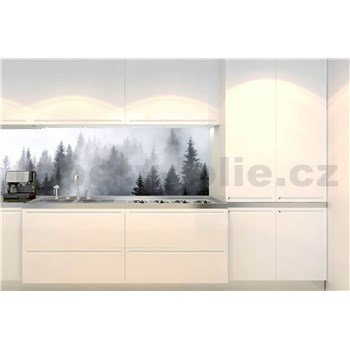 Samolepiace tapety za kuchynskú linku les v hmle rozmer 260 cm x 60 cm