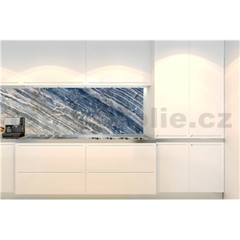 Samolepiace tapety za kuchynskú linku modro-zlatý mramor rozmer 350 cm x 60 cm