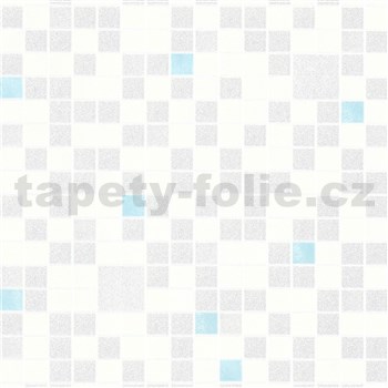 Umývateľné vinylové tapety na stenu Bravo 3D mozaika modro-strieborná