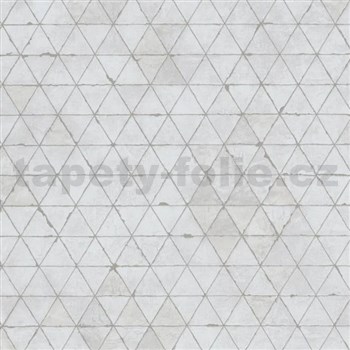 Vliesové tapety na zeď IMPOL Kylie trojuholníky biele s metalickou škárou
