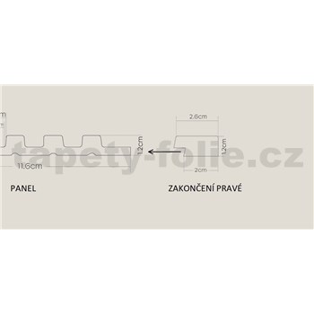 Lamelové dekoračné panely TRENTO zakončenie pravé strieborné 2,7 x 270 cm