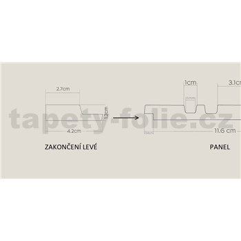 Lamelové dekoračné panely AMALFI zakončenie ľavé zlaté 4,2 x 270 cm