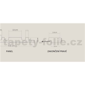 Lamelové dekoračné panely AMALFI zakončenie pravé zlaté 2,7 x 270 cm