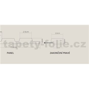 Lamelové dekoračné panely TARENT zakončenie pravé čierne 2,7 x 270 cm