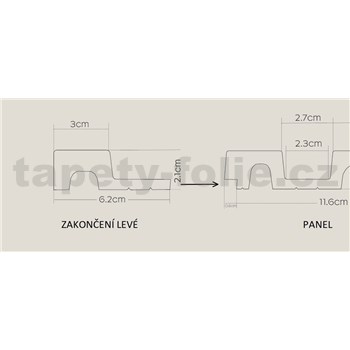 Lamelové dekoračné panely BARI zakončenie ľavé dub zlatý 4,2 x 270 cm