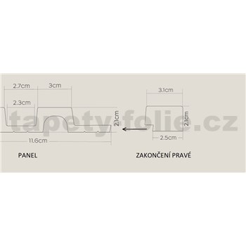 Lamelové dekoračné panely BARI zakončenie pravé dub zlatý 2,7 x 270 cm