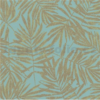 Vliesové tapety na stenu La Veneziana IV papradie zlaté na zelenom podklade