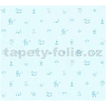 Detské vliesové tapety na stenu Little Stars detské hračky modré POSLEDNÉ KUSY