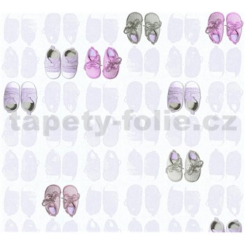 Detské vliesové tapety na stenu Little Stars papučky fialovo-ružové