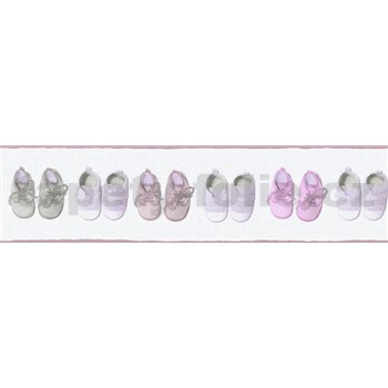 Detské vliesové bordúry Little Stars papučky fialovo-ružové