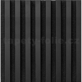 Dekoračné panely čierny mat 3D lamely na filcovom podklade 30 x 30 cm