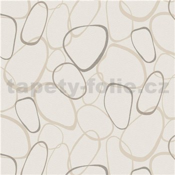 Vliesové tapety na stenu IMPOL Gina oválky hnedo-krémové s trblietkami