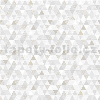 Vliesové tapety na stenu Modern trojuholníky sivo-hnedé so vzorom
