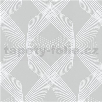 Vliesové tapety na stenu Natalia 3D geometrický vzor biely na sivom podklade - POSLEDNÝ KUS