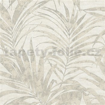 Vliesové tapety na stenu IMPOL NEU listy palmy hnedé na krémovom podklade