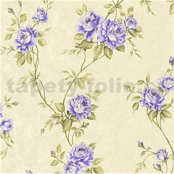 Vliesové tapety IMPOL Romantico popínavé ruže zeleno-fialové - POSLEDNÉ KUSY