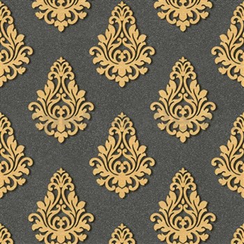 Vliesové tapety na stenu Nobile zlatý ornament na čiernom podklade - POSLEDNÉ KUSY