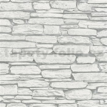 Vliesové tapety na stenu Belinda kameň ukladaný sivo-biely - POSLEDNÉ KUSY