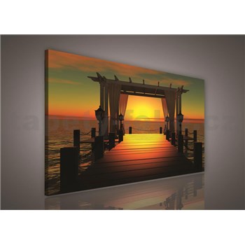 Obraz na stenu západ slnka nad mólom 75 x 100 cm