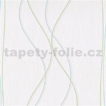 Papierové tapety na stenu IMPOL Papillon vlnovky s pruhmi modro-zelené