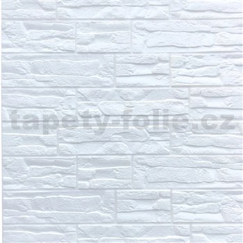 Samolepiace penové 3D panely rozmer 70 x 77 cm, ukladaný kameň krémovo biely