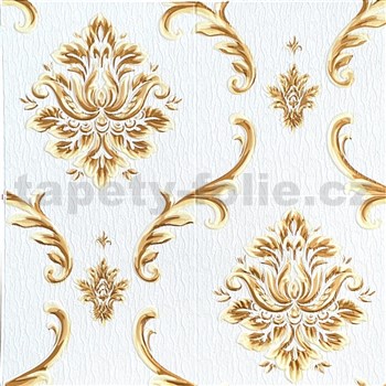 Samolepiace penové 3D panely rozmer 70 x 70 cm, ornamenty béžovo-zlaté - POSLEDNÉ KUSY
