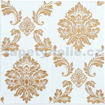 Samolepiace penové 3D panely rozmer 70 x 70 cm, ornamenty zlaté