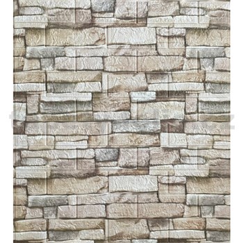 Samolepiace penové 3D panely rozmer 70 x 77 cm, kameň hnedý