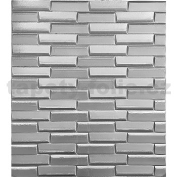 Samolepiace penové 3D panely rozmer 70 x 77 cm, 3D obklad strieborný