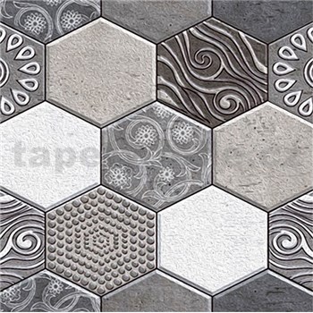 Samolepiace PVC 3D panely rozmer 30 x 30 cm, 3D hexagon sivý