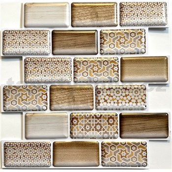 Samolepiace PVC 3D panely obklad dekoru dreva s aplikáciou rozmer 30 x 30 cm,