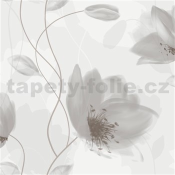 Papierové tapety na stenu IMPOL veľké sivé kvety