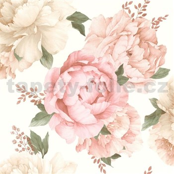 Papierové tapety na stenu IMPOL veľké ružovo-béžové kvety