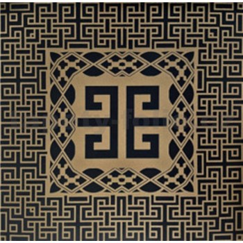 Stropné panely 3D XPS VERSO - grécky kľúč zlato-čierny rozmer 50 x 50 cm